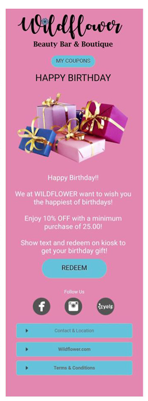 birthday club text messaging with iVision Mobile